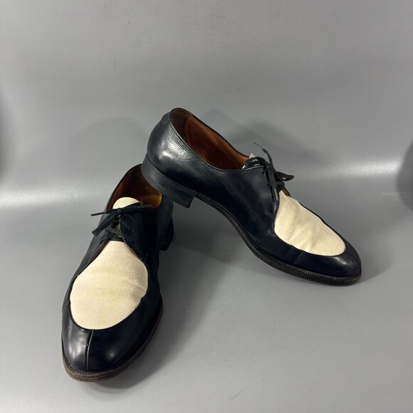 INTAGE FLORSHEIM TWO TONE SHOES BLACK + WHITE SUEDE VAMP US 10C main image 13